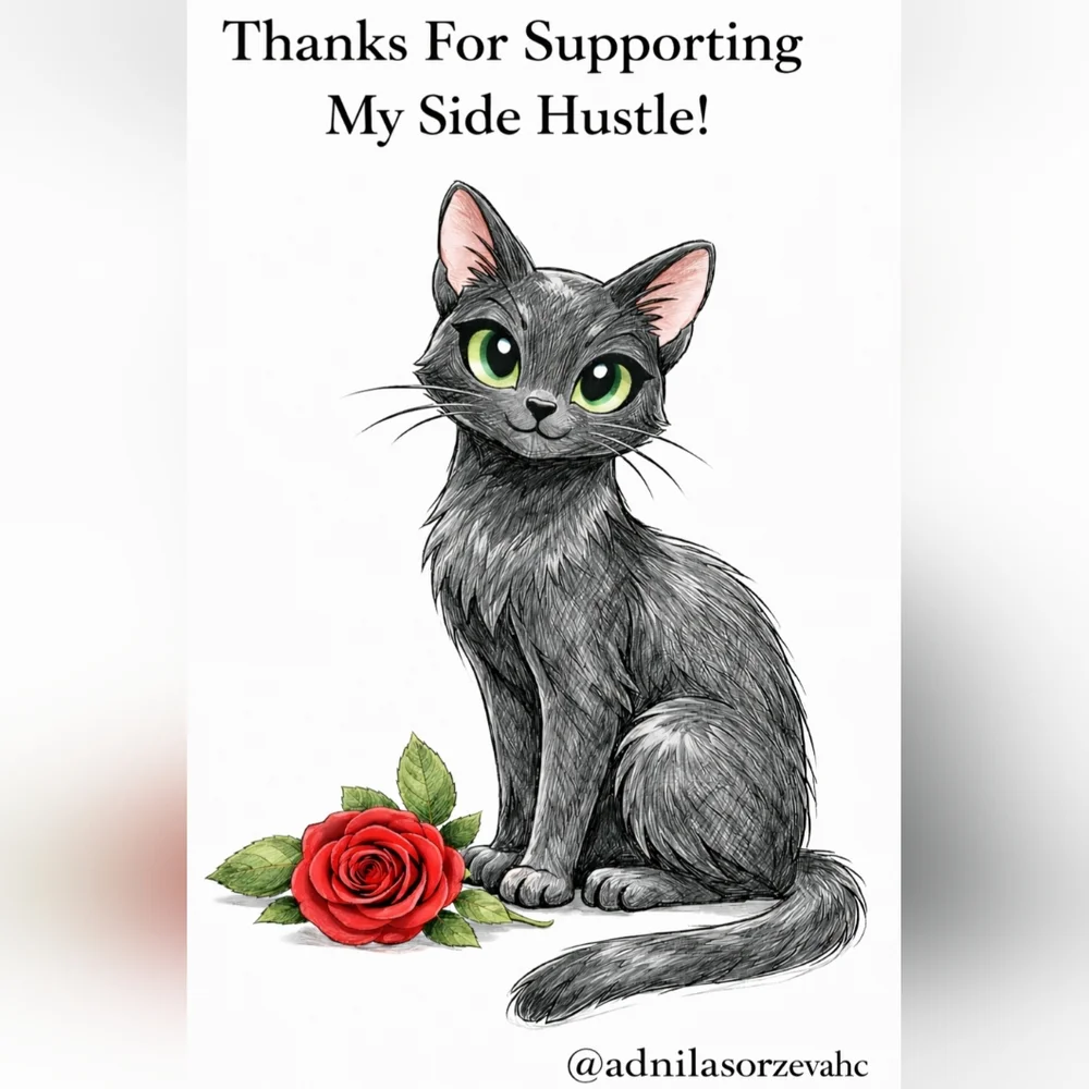 @adnilasorzevahc Custom Handmade Cat With Rose 50 Count